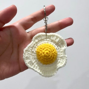 keyring-fried egg Crochet Keychain-egg Keyring- Keychain-Ring Fruit Keychain-Amigurumi Fruit Keychain - Christmas gift