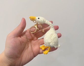 Crochet Keyring-Duck Keyring- Keychain-Ring animal Keychain-Amigurumi Goose Keychain - Christmas gift
