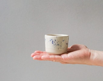 Espresso cup | natural color with blue pattern | modern stoneware | Crockery handmade in Germany