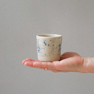 Cortado mug | natural coloured with blue pattern | modern stoneware | tableware handmade in Germany