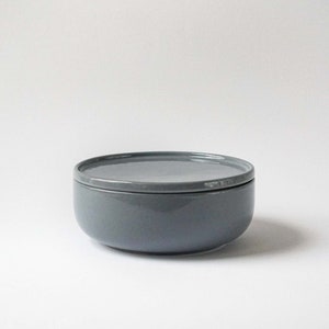 Ceramic bowl blue 600ml without/with lid modern stoneware Crockery handmade in Germany image 6