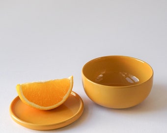 Small bowl | yellow | Ceramic jar without/with lid | Butter dish | Crockery handmade | Ceramics from Germany | Housewarming gift