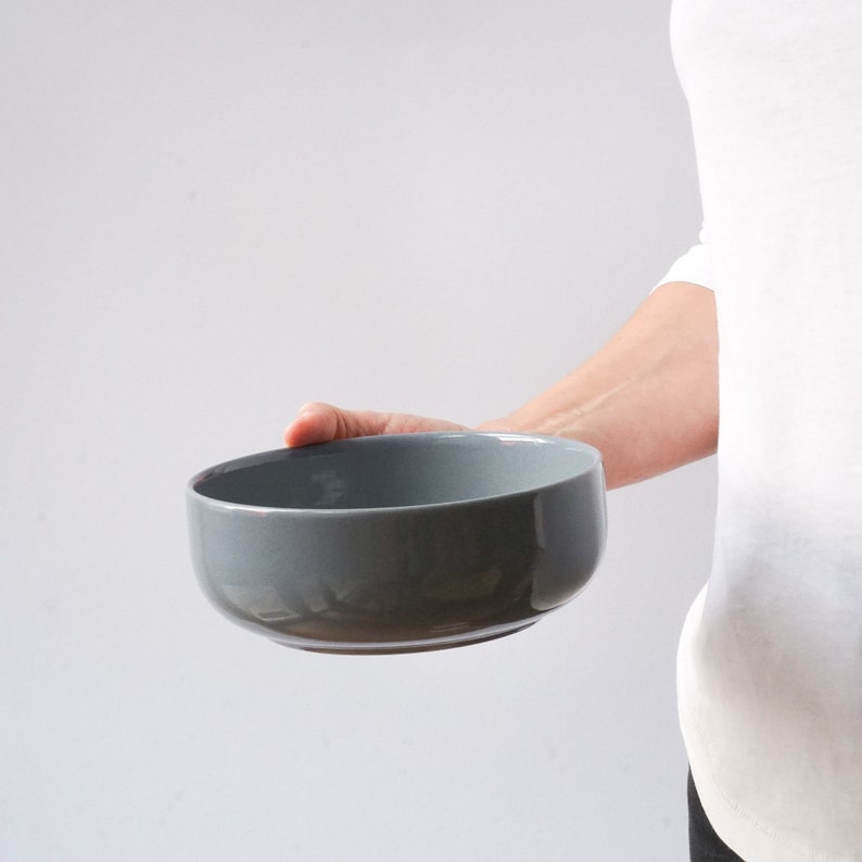 Ceramic bowl blue 600ml without/with lid modern stoneware Crockery handmade in Germany image 2