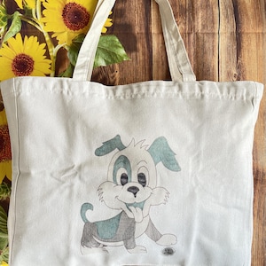 Large heavy duty canvas cotton tote reusable shopping shoulder bag with zipper and small inner pocket sublimated by Jerry’s artwork。