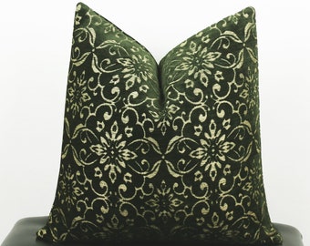 Vintage Green Velvet Pillow Cover,Green Velvet Fabric Throw Pillow,Textured Pillow Case, Green Couch Pillow, 18x18 20x20 22x22 24x24