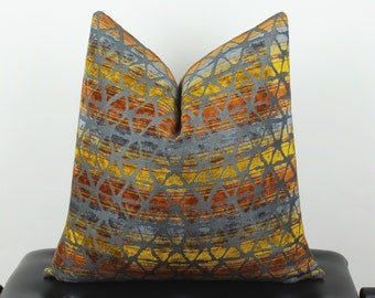 Colourful Velvet Pillow Cover,Gray Yellow CinnamonVelvet Fabric Throw Pillow,Textured Pillow Case,Couch Pillow,20x20 22x22 24x24 Gift Pillow