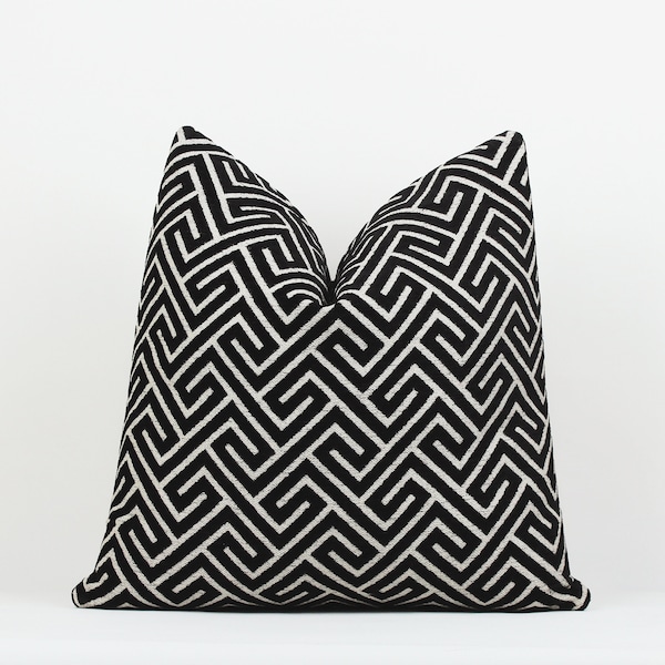Modern Black Velvet Pillow Cover,Black-White Velvet Fabric Throw Pillow,Textured Pillow Case, Couch Pillow, 20x20 22x22 24x24 Gift Pillow