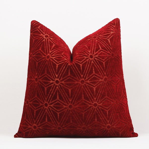 Bordeaux Fluwelen Kussen Cover, Rode Bordeaux Fluwelen Stof Throw Kussen, Getextureerde Kussensloop, Rode Bank Kussen, 18x18 20x20 22x22 24x24