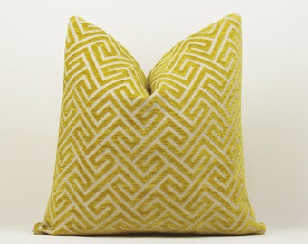 Modern Yellow Velvet Pillow Cover,Yellow-Cream Velvet Fabric Throw Pillow,Textured Pillow Case, Couch Pillow, 20x20 22x22 24x24 Gift Pillow