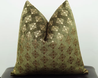 Green Velvet Pillow Cover,Khaki Green Gold Velvet Fabric Throw Pillow,Textured Pillow Case, Couch Pillow,12x20 20x20 22x22 24x24 Gift Pillow