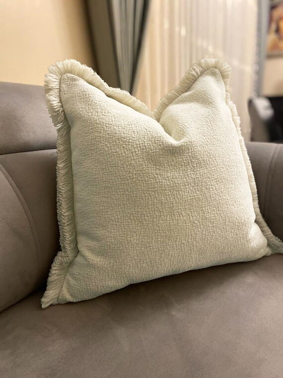Ecru White Frill Velvet Pillow Cover teddy Throw Pillow Velvet Throw Pillow iridescent Textured Pillow Cover gift Pillow 18x18 20x20 22x22 Etsy