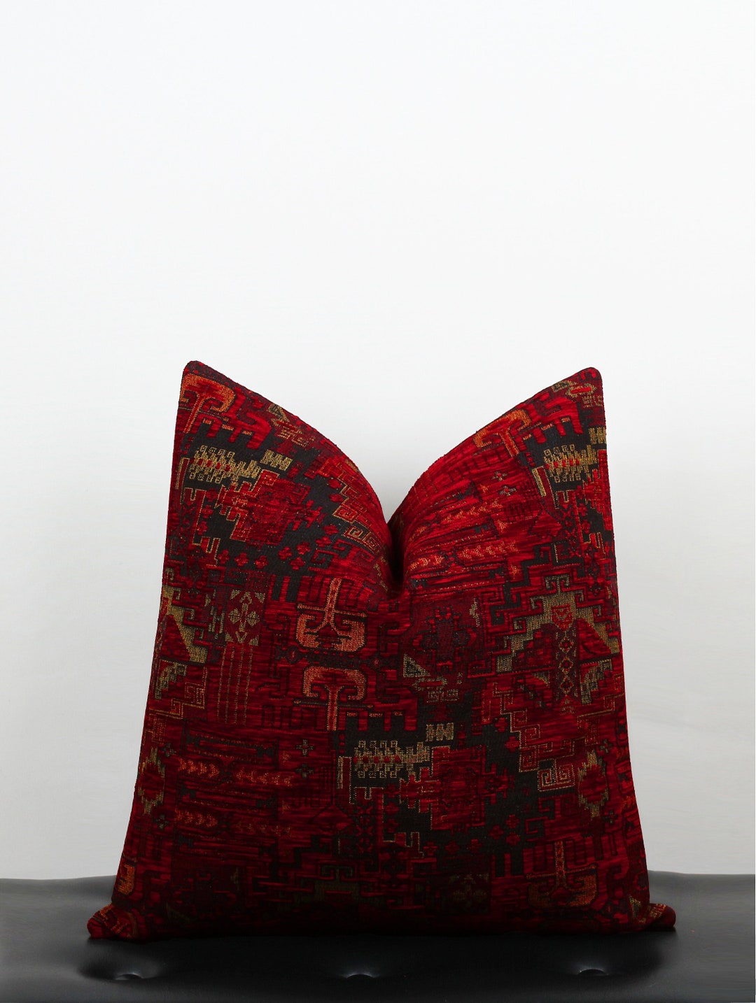 Red Rug Velvet Pillow Cover,red Kilim Velvet Fabric Throw Pillow