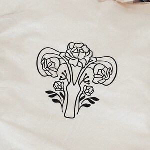 Flower Tote Bag Uterus | Feminist Tote Bag | Roe v Wade | Reproductive Rights | Reusable Grocery Bag | Eco Friendly Gifts | Gifts For Women