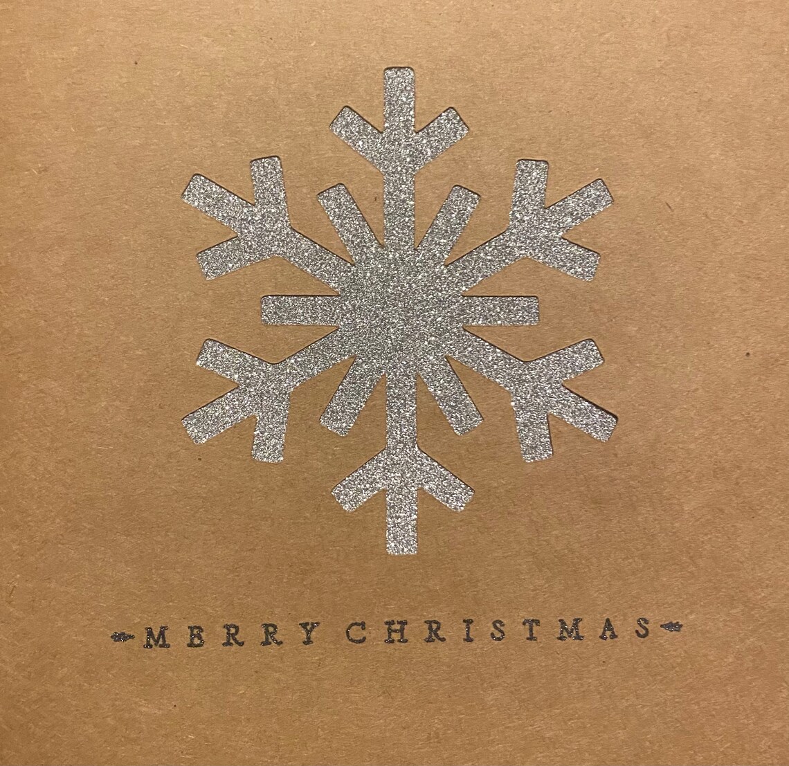 Silver glitter snowflake Christmas card Etsy