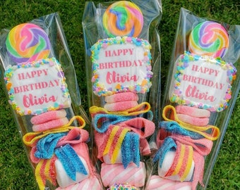 6 XL Personalized Birthday Lollipop Candy Kabobs, Name Included, Party Favors,  Birthday Treat,