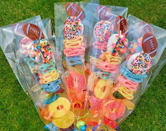 12 football Candy Kabobs