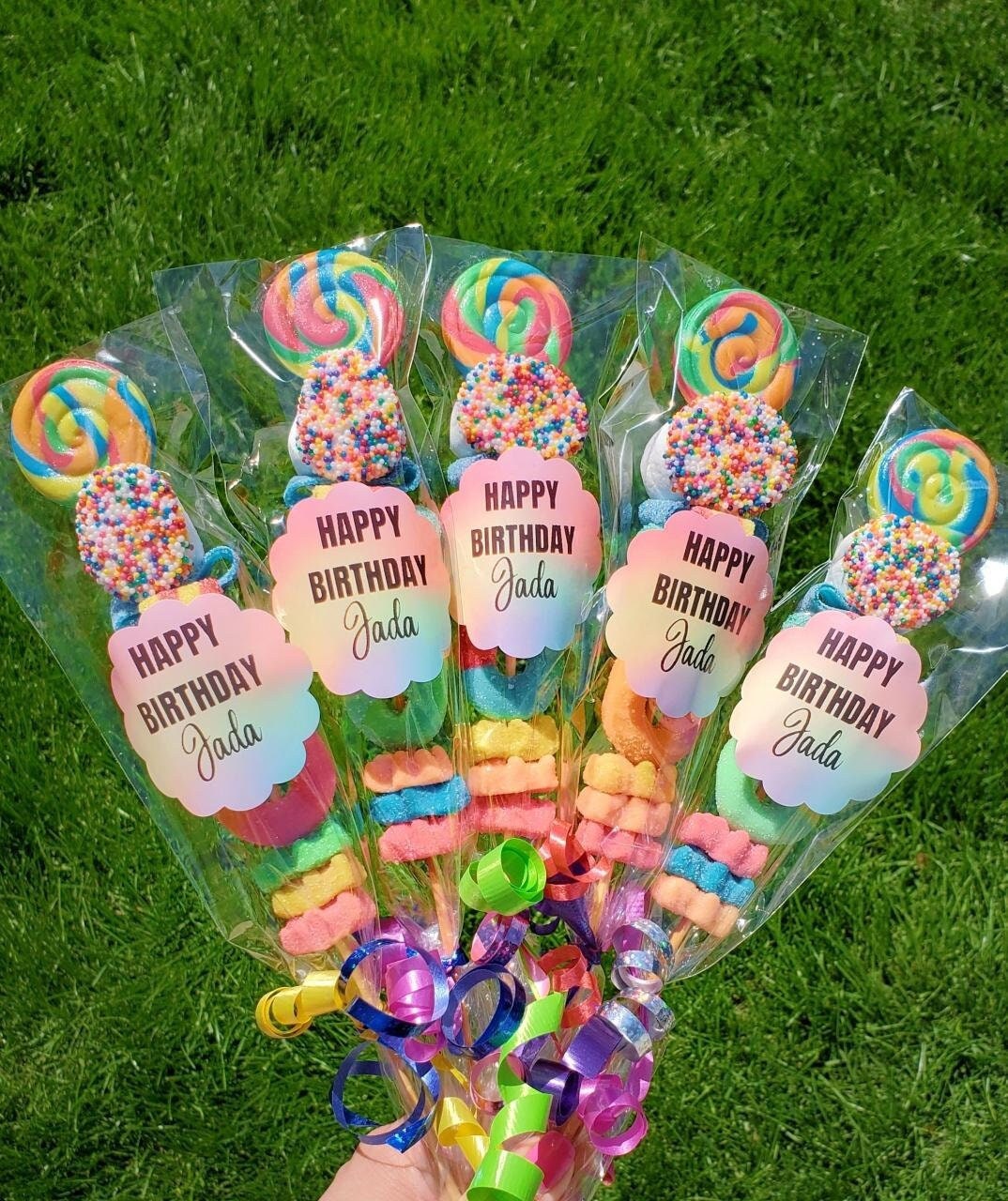 Quick Ship! 20 PERSONALIZED Lollipop Name Included Candy Kabobs