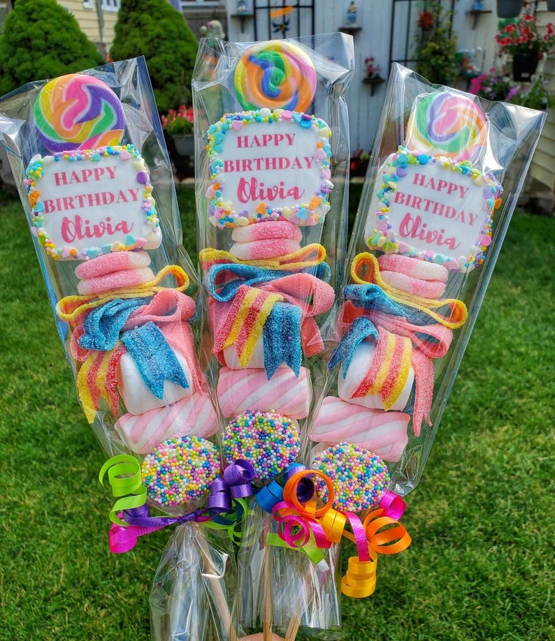 6 XL Personalized Birthday Lollipop Candy Kabobs Name Etsy