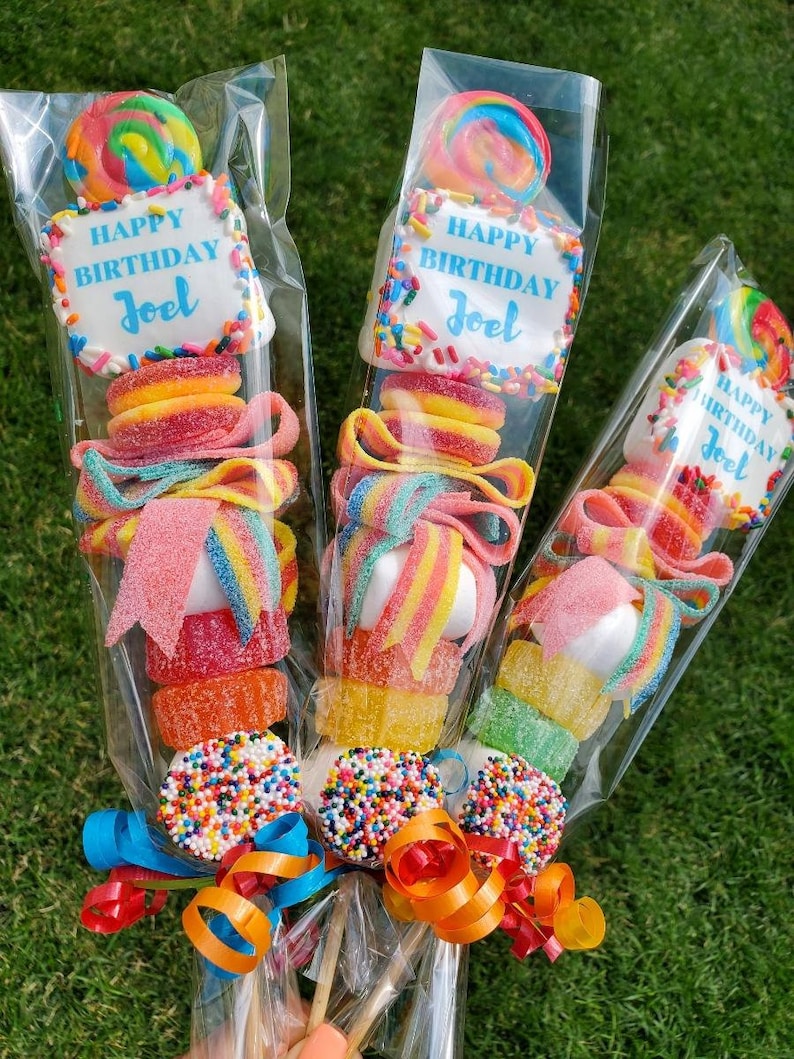 6 XL Personalized Birthday Lollipop Candy Kabobs Name Etsy