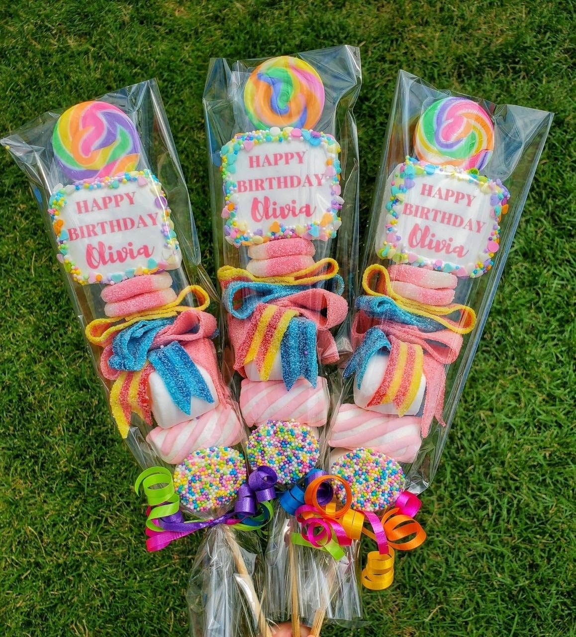 Quick Ship 12 XL Personalized Birthday Lollipop Candy Kabobs, Name Included, Party Favors,  Birthday Treat,