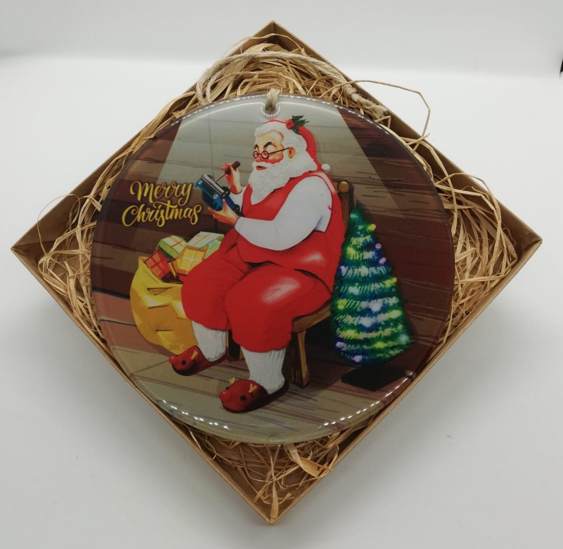 Merry Christmas Glass Wall Decor | Etsy