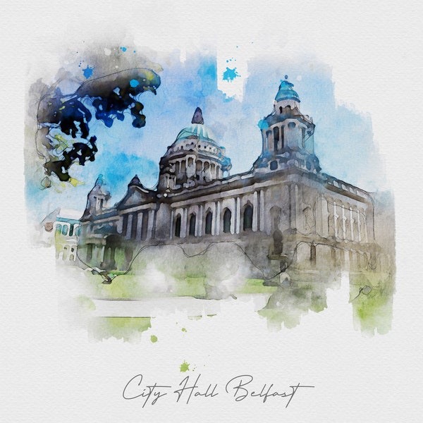 Belfast City Hall - Digital Watercolour - A4