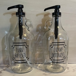 Farmhouse dispenser,laundry dispenser,fabric softener,laundry room organizer, 1/2 glass jar,laundry detergent dispenser,soap container