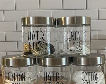 Bathroom jars, bathroom decor, bathroom decor, bathroom jars, bathroom organizers