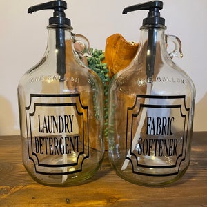 Farmhouse dispenser,laundry dispenser,fabric softener,laundry room organizer, 1 gallon glass jar,laundry detergent dispenser,soap container