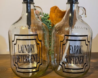 Farmhouse dispenser,laundry dispenser,fabric softener,laundry room organizer, 1 gallon glass jar,laundry detergent dispenser,soap container