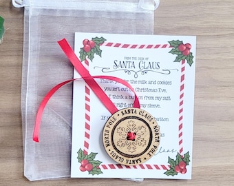 Santas Lost Button, Wooden Engraved Button, North Pole Delivery For Children, Christmas Eve Box Fillers for Kids, Christmas Idea, Santa Gift