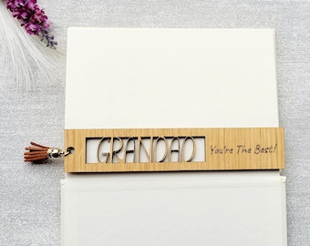 Wooden Grandad Bookmark, Personalised Grandad Gift From Granddaughter, Grandad Birthday Present, New Grandad Gift From Grandson, Keepsake