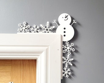 Snowman White Christmas Decoration, Door Trim, Snowflake Ornament, Family Christmas Decoration, Christmas Idea For Kids, Christmas Eve Gifts