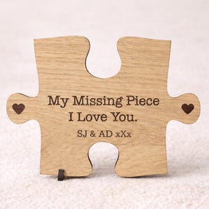 Pieza de rompecabezas de madera personalizada, pieza de rompecabezas faltante, regalo de San Valentín para él, regalo de cumpleaños para ella, regalo del Día del Padre para papá, amor