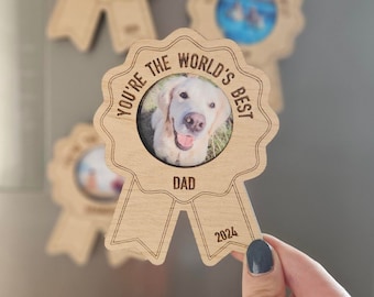 Imán de nevera de papá, regalo personalizado del Día del Padre de los niños, regalo fotográfico de la hija, el mejor papá del mundo para papá perro, regalo de amante de los perros para él