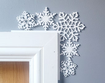 Décoration de porte de Noël flocon de neige blanc, Décorations de Noël pour la maison, Idées de Noël pour les enfants, Cadeau de Noël pour femme, Noël