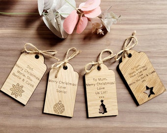 Personalised Christmas Tags, Stocking Name Tag, Custom Gift Label,  Xmas Gift, Present Tag, Wooden Christmas Tags, Christmas Wedding Favours