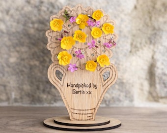 Personalisiertes Blumengeschenk - Handverlesener Blumenhalter, Einzigartiges Nana-Geschenk von Enkelkindern, Kindermädchen von Enkelin, Muttertagsgeschenk für Sie