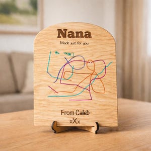 Regalo personalizado con dibujo para abuela, placa con ilustraciones infantiles, regalo de pintura infantil personalizado, regalo de cumpleaños de nietos, regalo sentimental