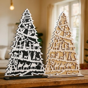 Árbol de Navidad de madera, adorno cristiano para el hogar, decoración de mesa hecha a mano, regalos religiosos para ella, regalo especial