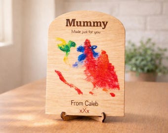 子供の絵を飾る木製プラーク、子供の絵のギフト、彼女へのパーソナライズギフト、娘からお母さんへの誕生日プレゼント、お母さんへの心温まるギフトアイデア