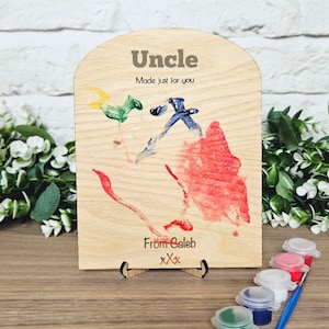 Childrens Drawing Plaque, Kids Art Gift For Uncle, Personalised Painting Gift From Niece, Fathers Day Gift For Him, Birthday Gift Idea