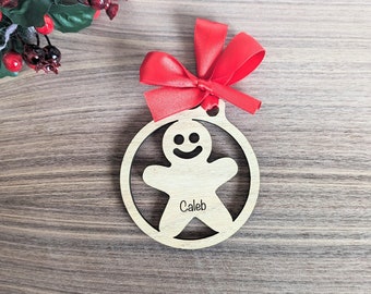 Personalised Gingerbread Christmas Tree Decoration, Family Christmas Ornament, Seasonal Decor, Hanging Bauble, Secret Santa Gift For Friend