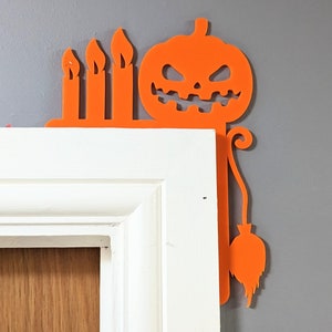 Decoración de calabaza naranja para Halloween, decoración de esquinas de puertas, decoración de marcos de puertas, adornos para puertas, regalos espeluznantes para los amantes de Halloween, ideas para fiestas.