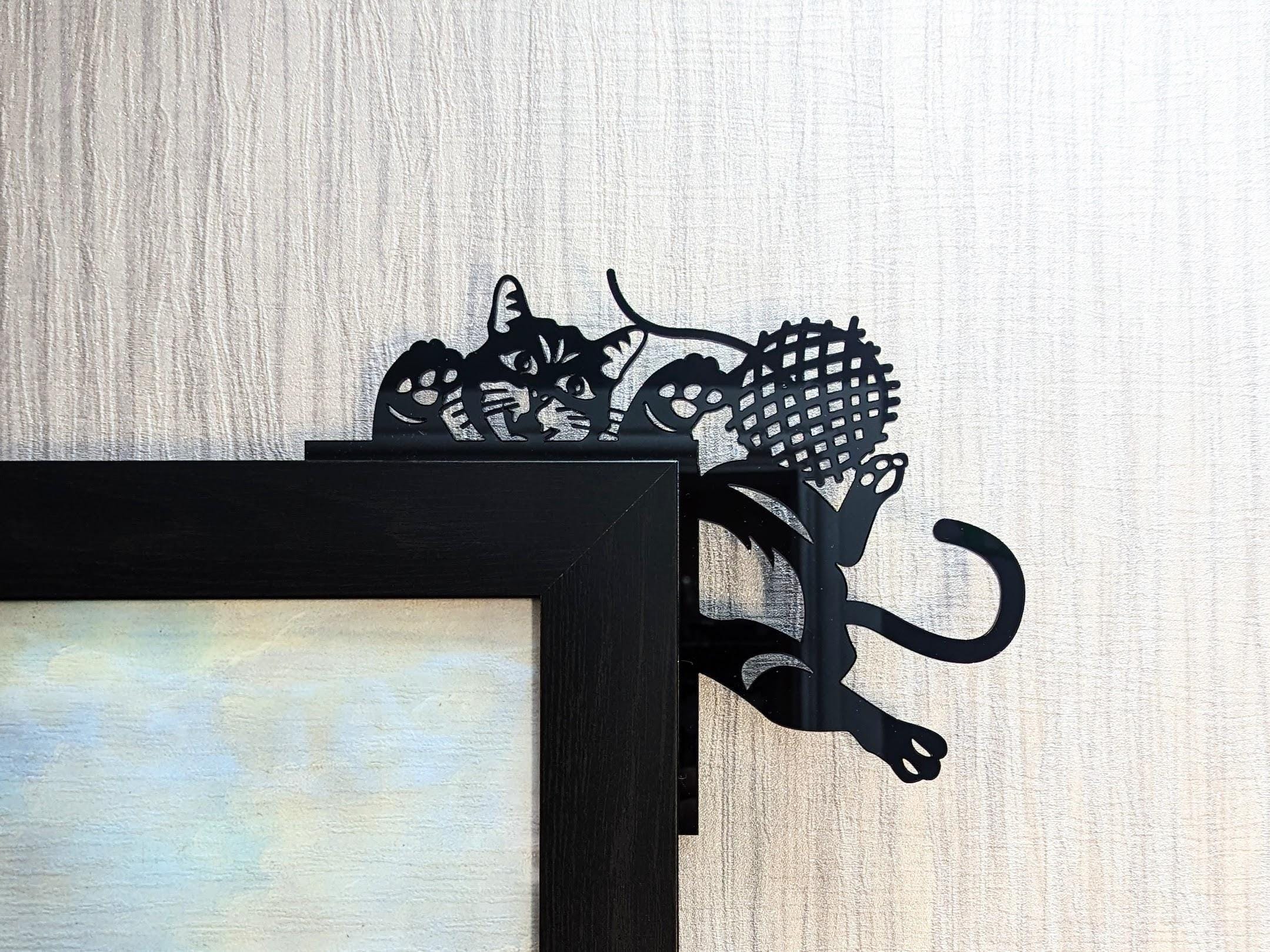 Targa decorativa da appendere alla parete in legno con stampa di gatto