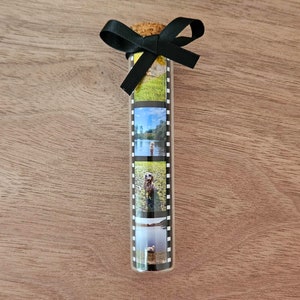 Foto Geschenk in Flasche, Filmstreifen Foto Geschenk für Freund, Weihnachtsgeschenk für ihn, personalisiertes Dekor Geschenk für sie, Jubiläumsgedenkglas