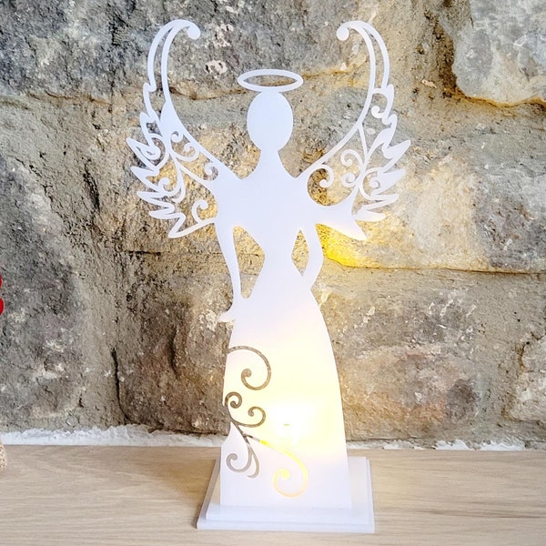 Angel Tealight Holder with Candle, Guardian Angel Christmas Ornament, Birthday Gift for Mum, Gift Idea for Grandma, Christmas Home Decor