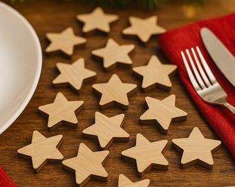 Wooden Star Table Confetti, Reusable Christmas Table Scatter | Rustic Party Décor | 2.5 cm | Packs 25–200