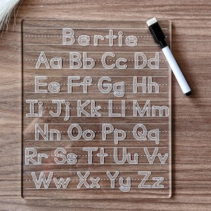 Tablero de trazado del alfabeto personalizado: los niños aprenden a escribir, tablero de escritura reutilizable para niños, actividad educativa de trazado de letras con borrado en seco