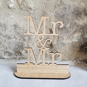 Mr und Mr Sign, Bräutigam und Bräutigam Geschenk, Hochzeitsgeschenk für Schwule, gleichgeschlechtliche Hochzeit, Lebenspartnerschaft, Geschenk zum 5